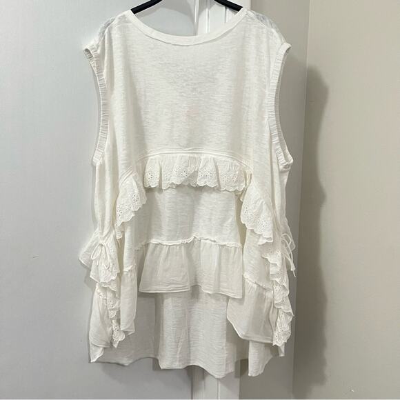 Free People White Claire Tee Size Medium - Picture 4 of 9